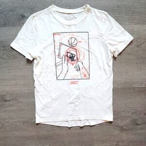 Under Armour HeatGear Boy's White Basketball Graphic Short Sleeve T-Shirt Medium